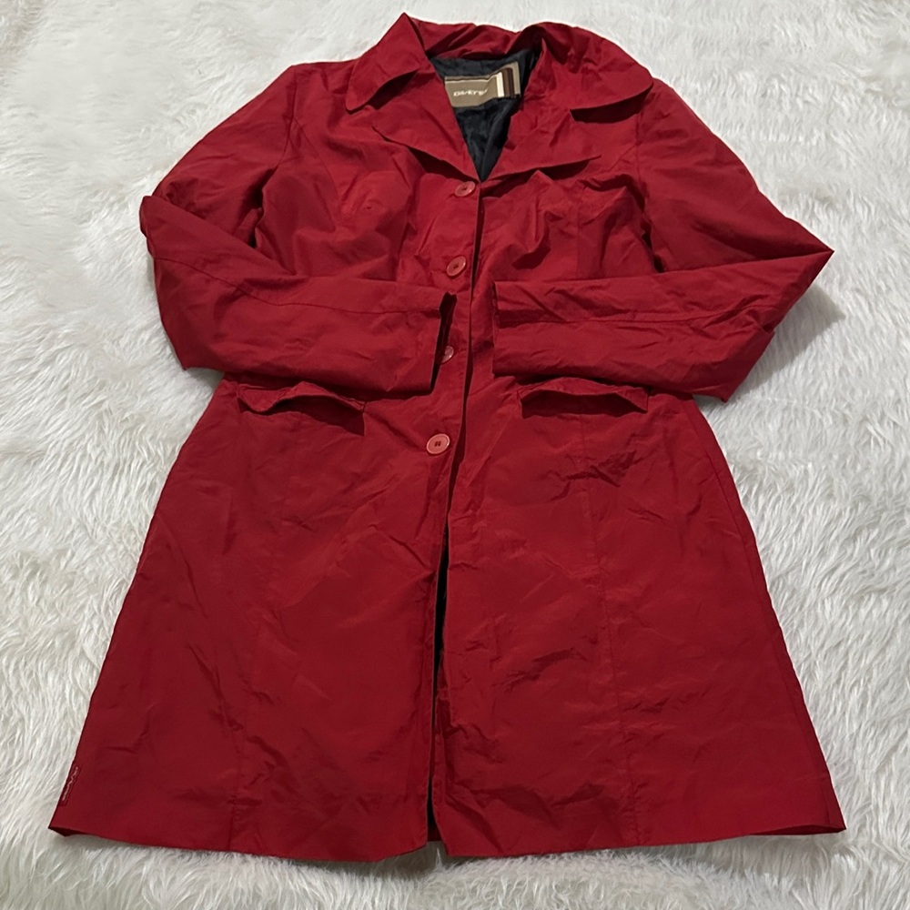 DKNY Vibrant Red Trench Coat